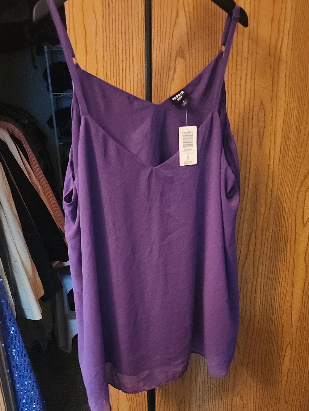 Purple V-Neck Spaghetti Strap Cami Top